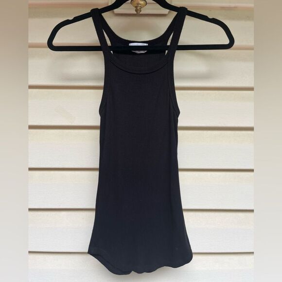 LNA by Revolve black ribbed tank top, deep cut shoulders, oval hem, size  XS - Picture 4 of 7